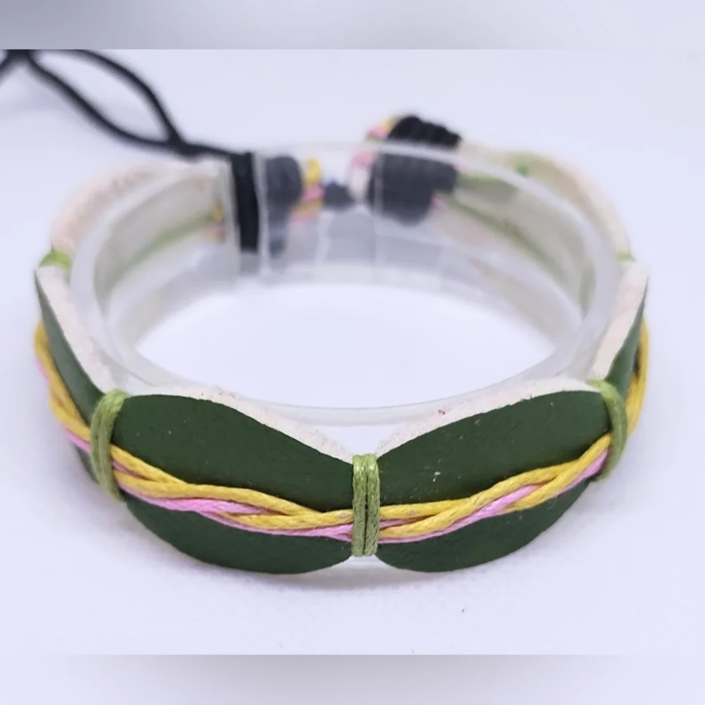 Men's‎ Bracelet Leather Layered Green NEW f57